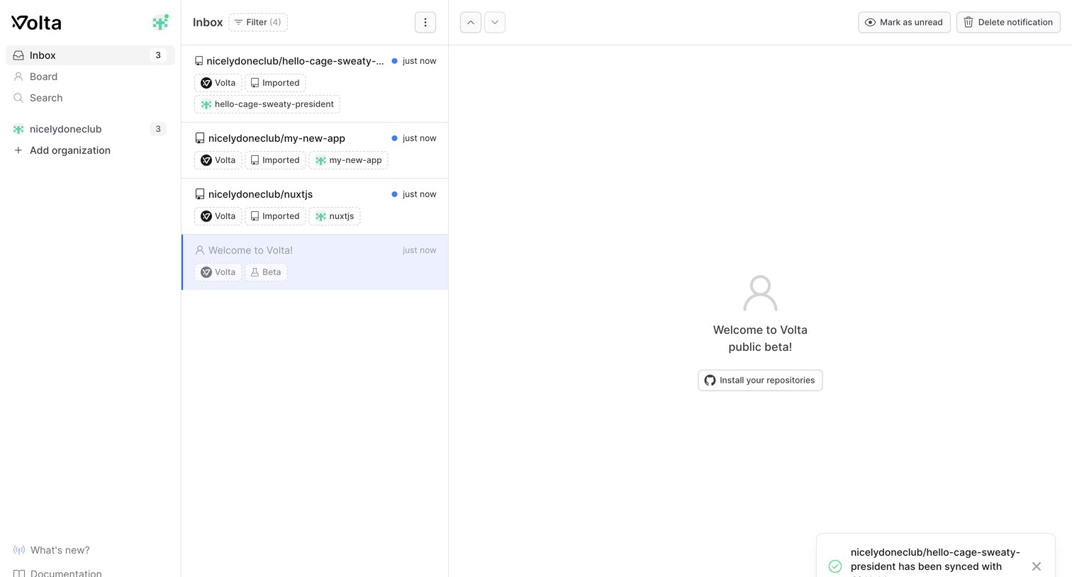 Volta - Inbox · Volta screen