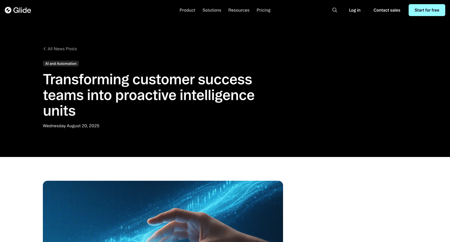 Glide - Transforming customer success teams into proactive intelligence units Glide screen