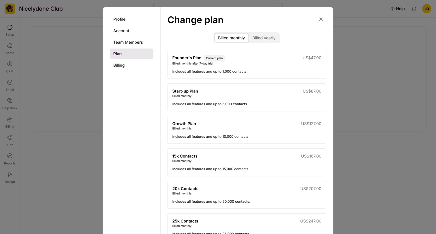 Outseta - View All Chats screen