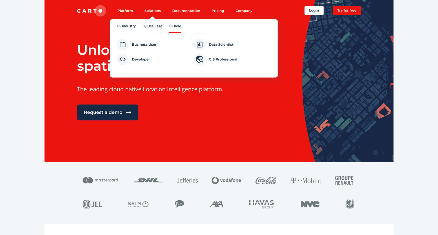 Carto - CARTO | Location Intelligence  GIS for Cloud Natives screen