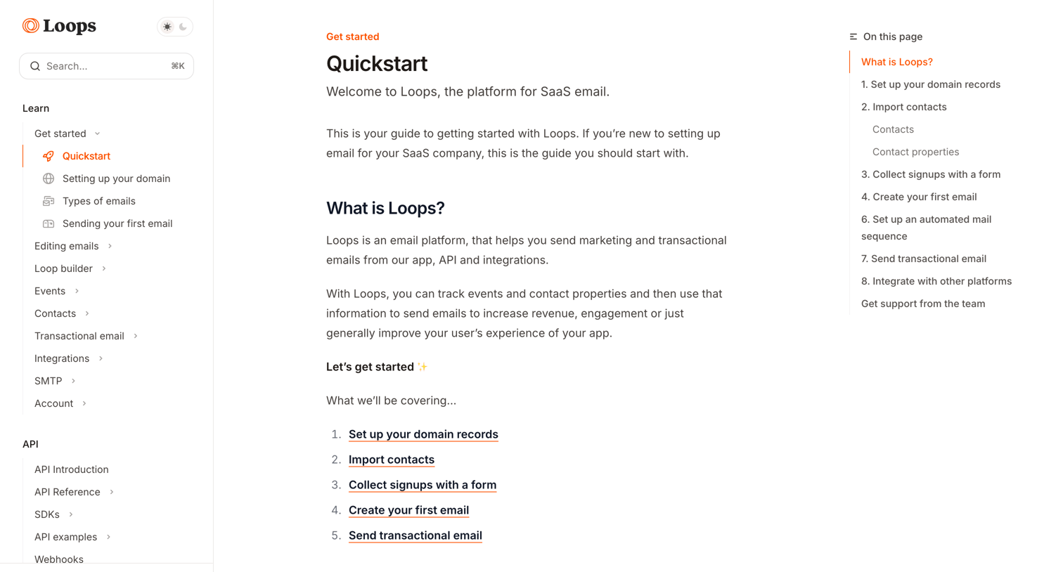 Loops - Quickstart - Loops screen