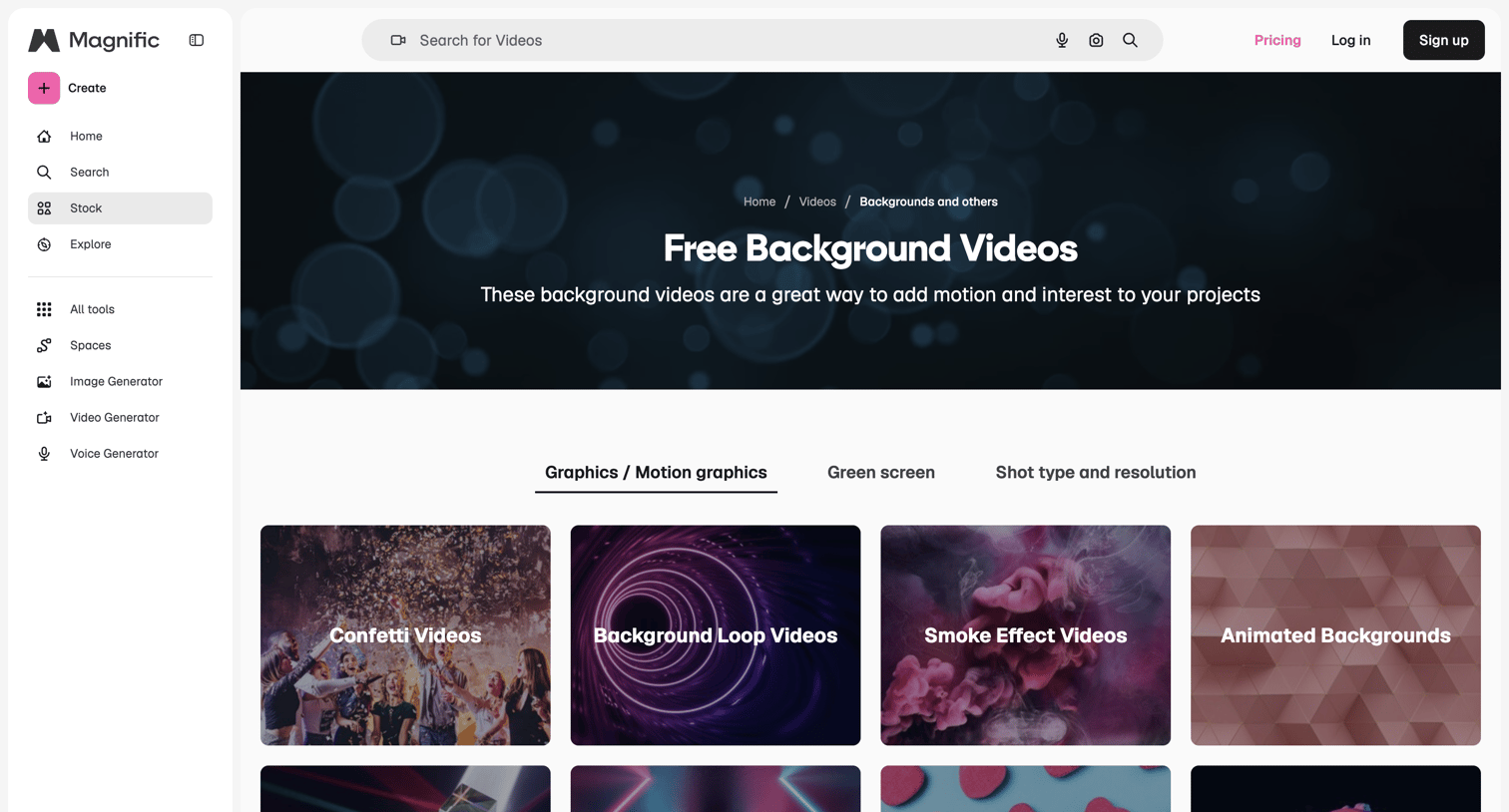 Magnific - Free Background Videos in HD and 4K to download | Magnific screen