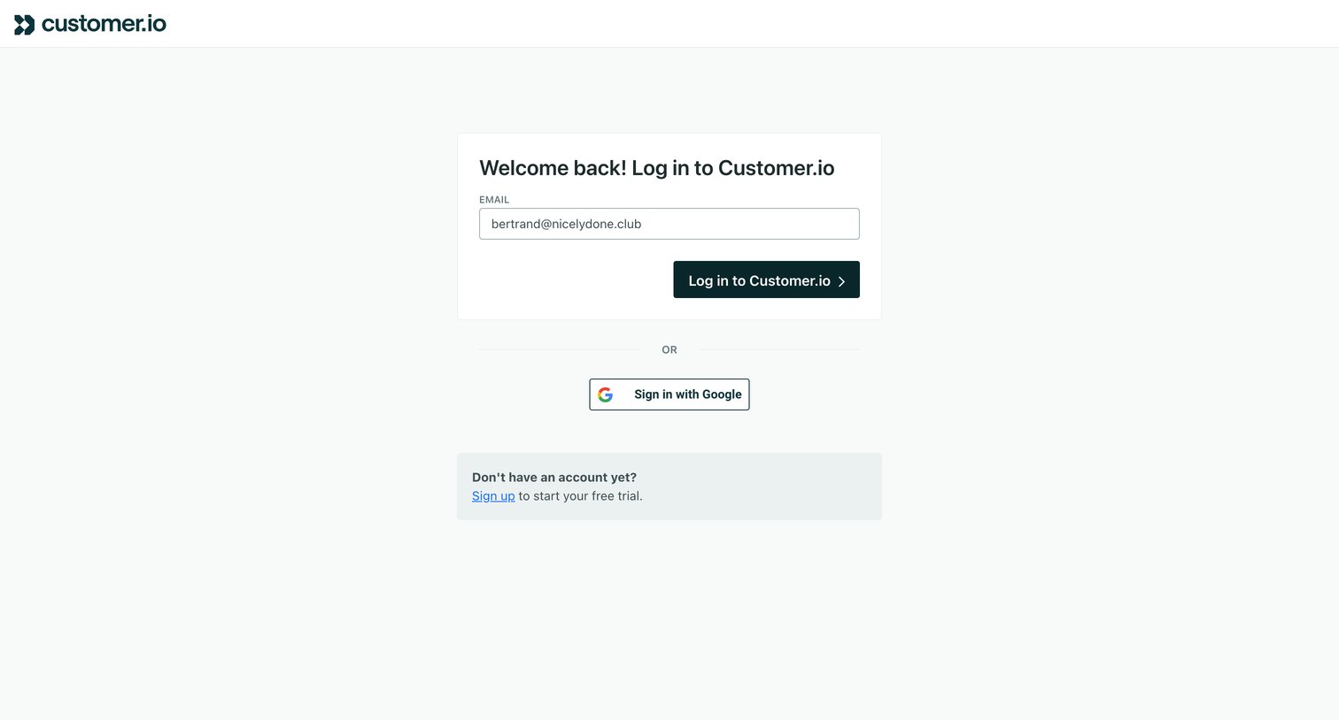 Customer.io screen