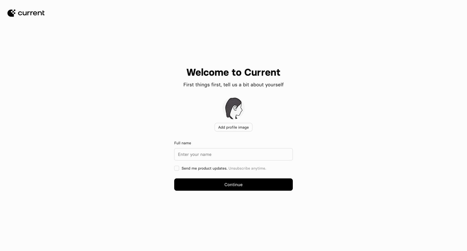 Current - Current — Register screen