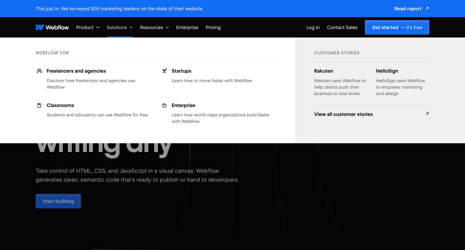 Webflow - Webflow Create a custom website | Visual website builder screen