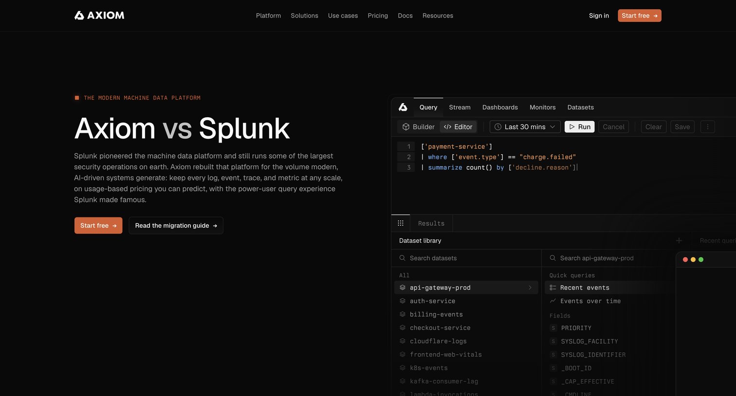 Axiom - Axiom vs Splunk - Axiom screen