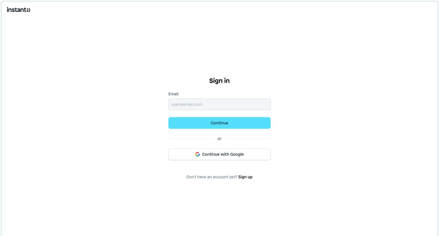 Instant - Sign in | Instant screen