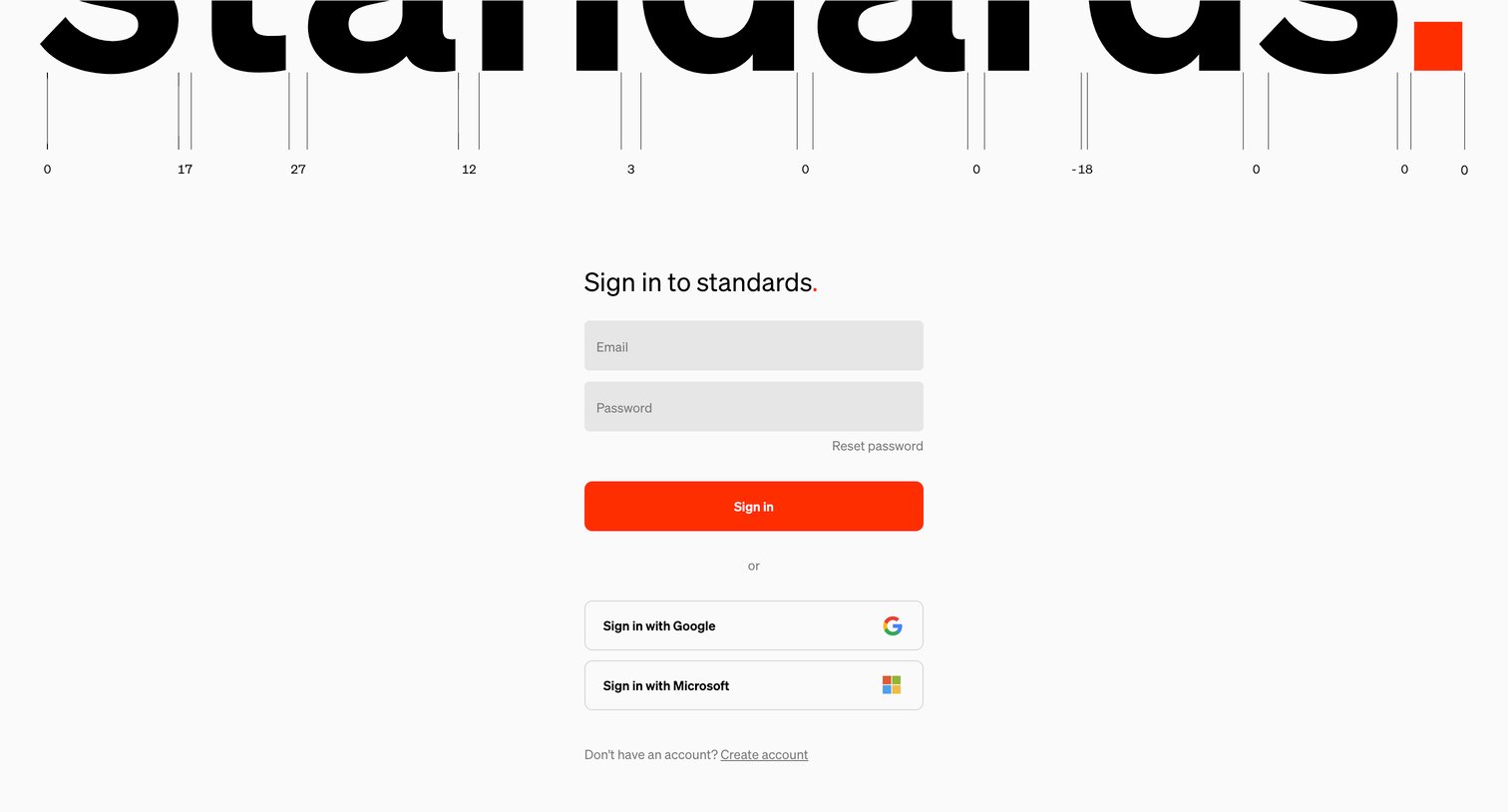 Standards - Standards - Login screen