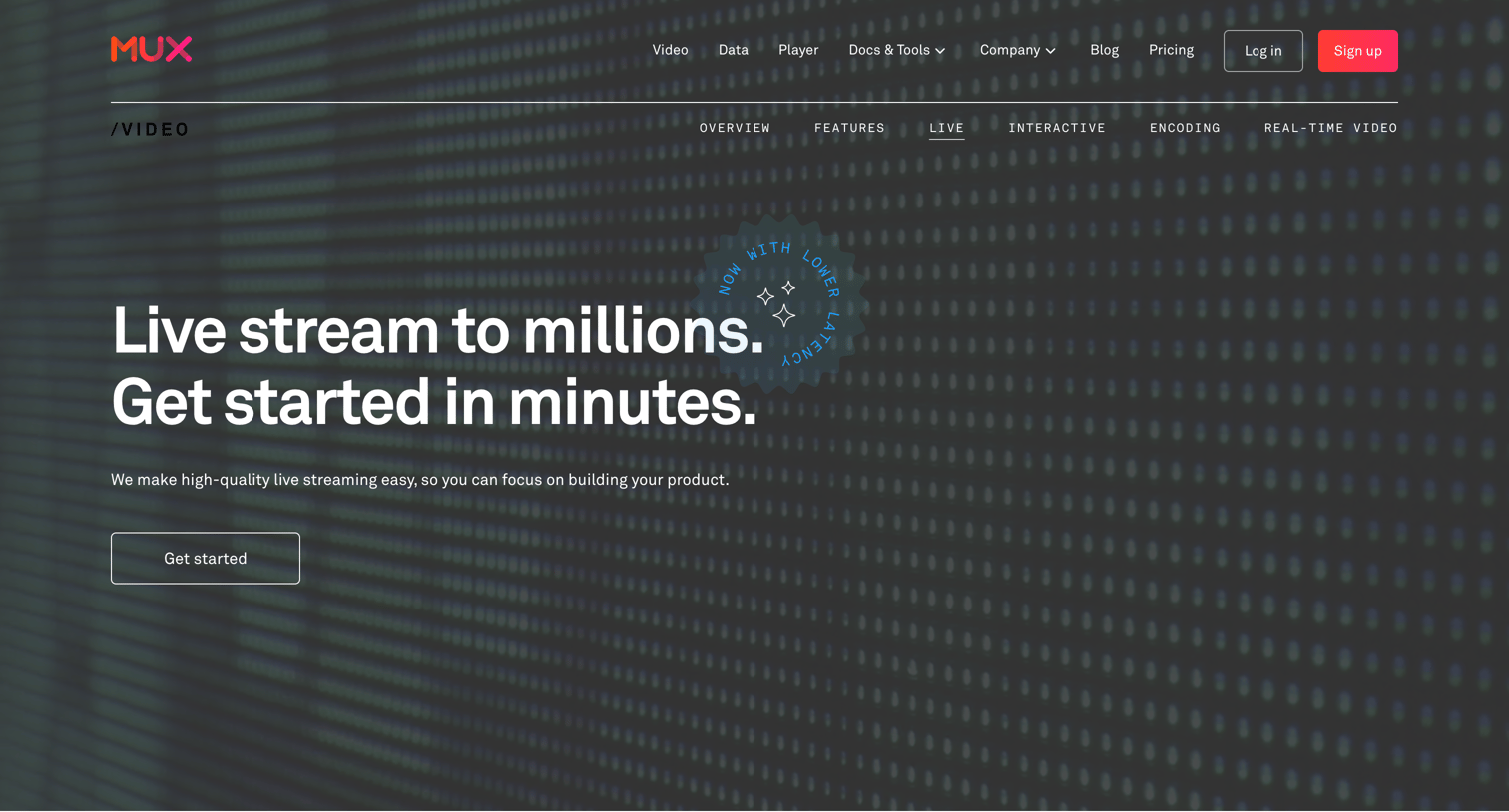 Mux - Live Streaming API | Mux screen