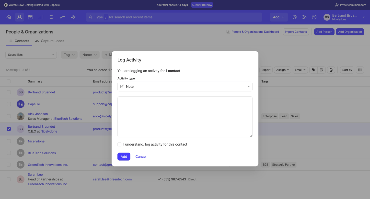 People & Organizations | Nicelydone CRM from Capsule