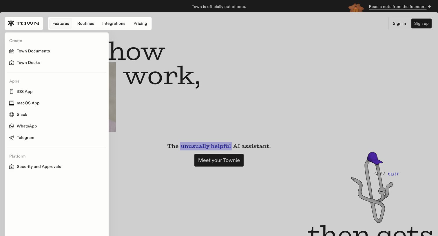 Town - Town The AI Assistant That Does the Work screen