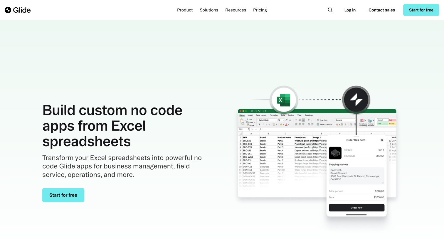 Glide - Glide Excel Integration Build Custom No Code Apps with Excel screen