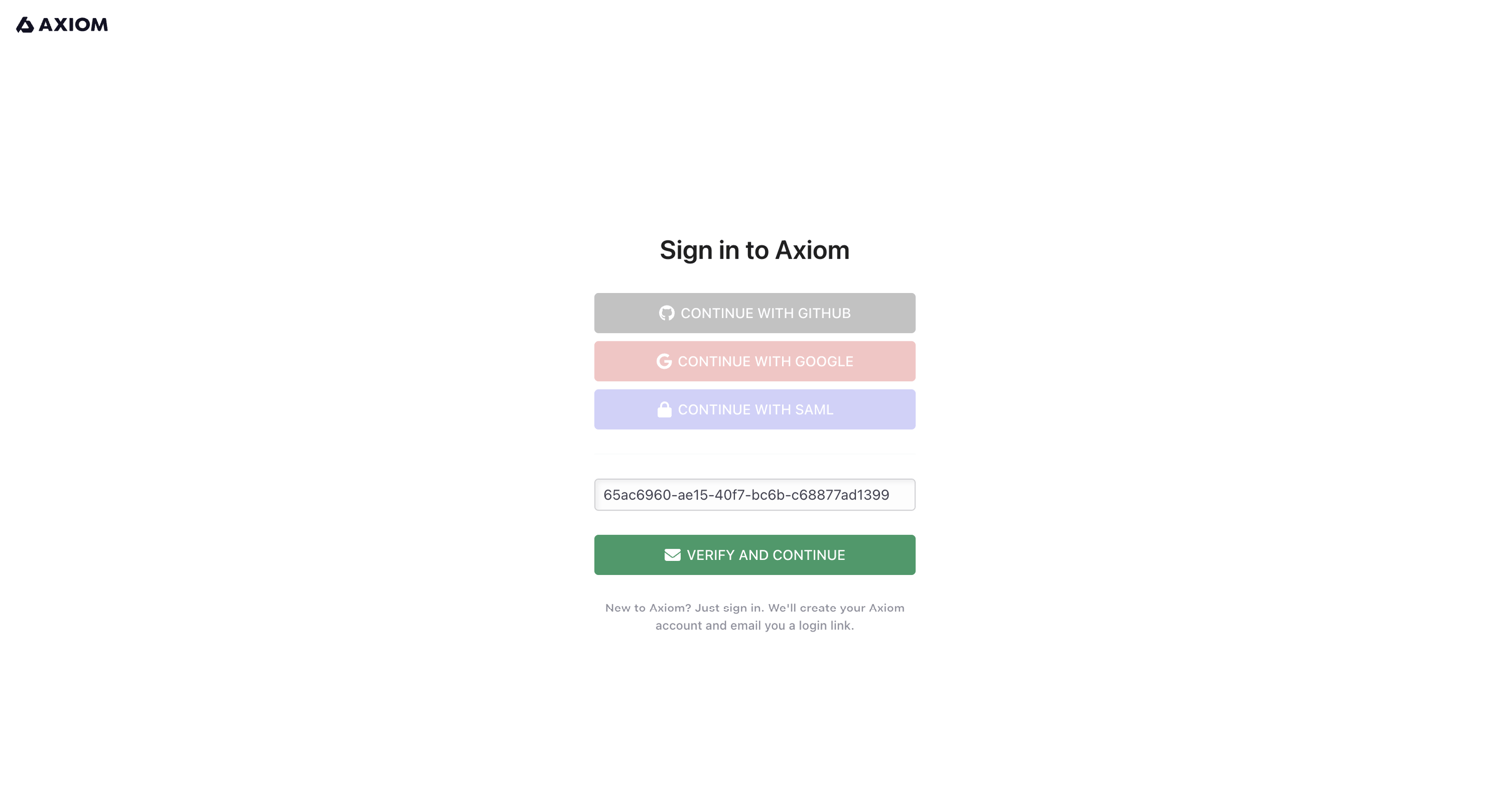 Axiom - Login - Axiom screen