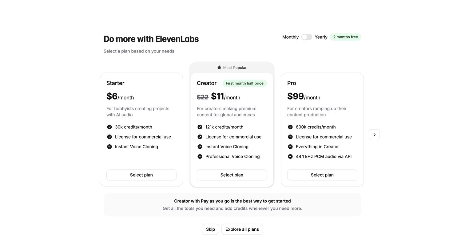 Elevenlabs - AI Voice Generator & Text to Speech v2 | ElevenLabs screen