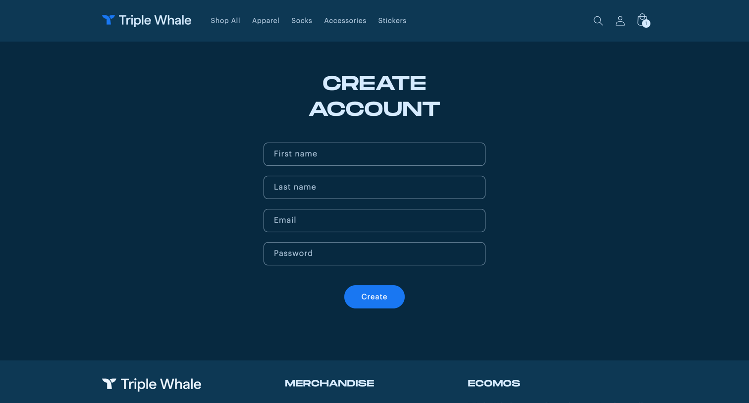Triple Whale - Create Account – Triple Whale screen