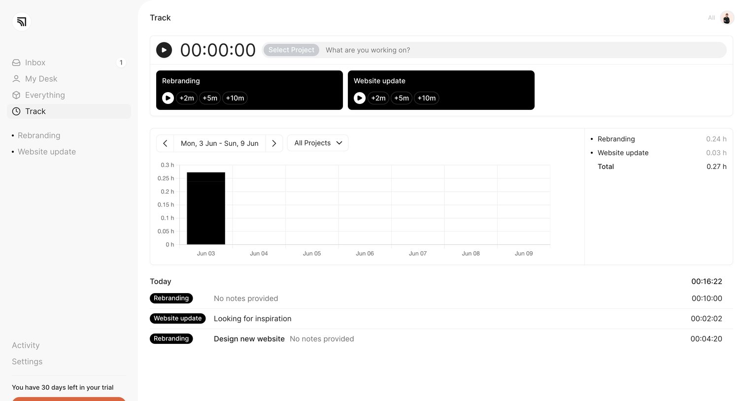 Marathon - Track ‐ Marathon screen