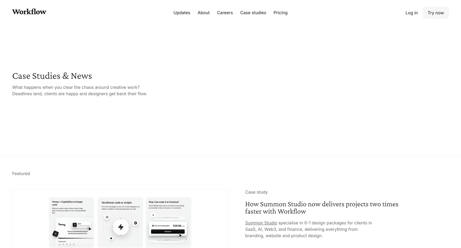 Workflow - Workflow – Case Studies & News screen