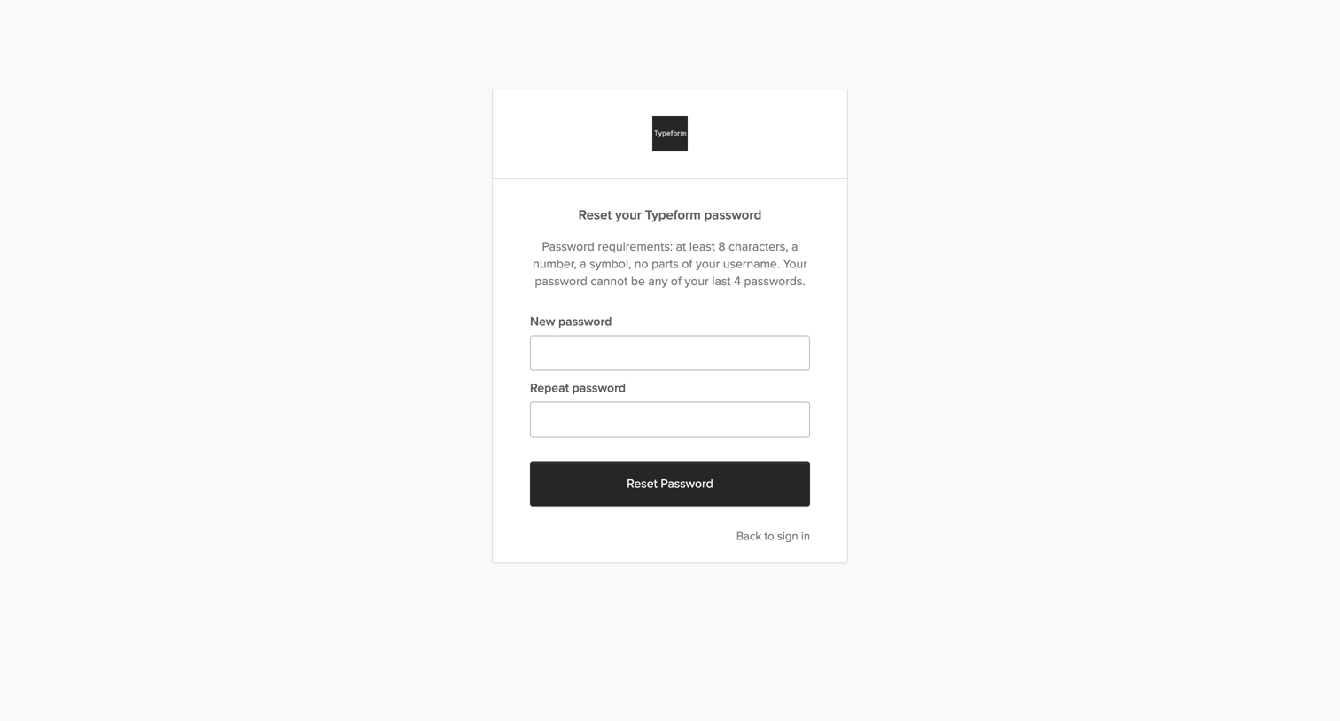 Typeform - Typeform - Sign In screen