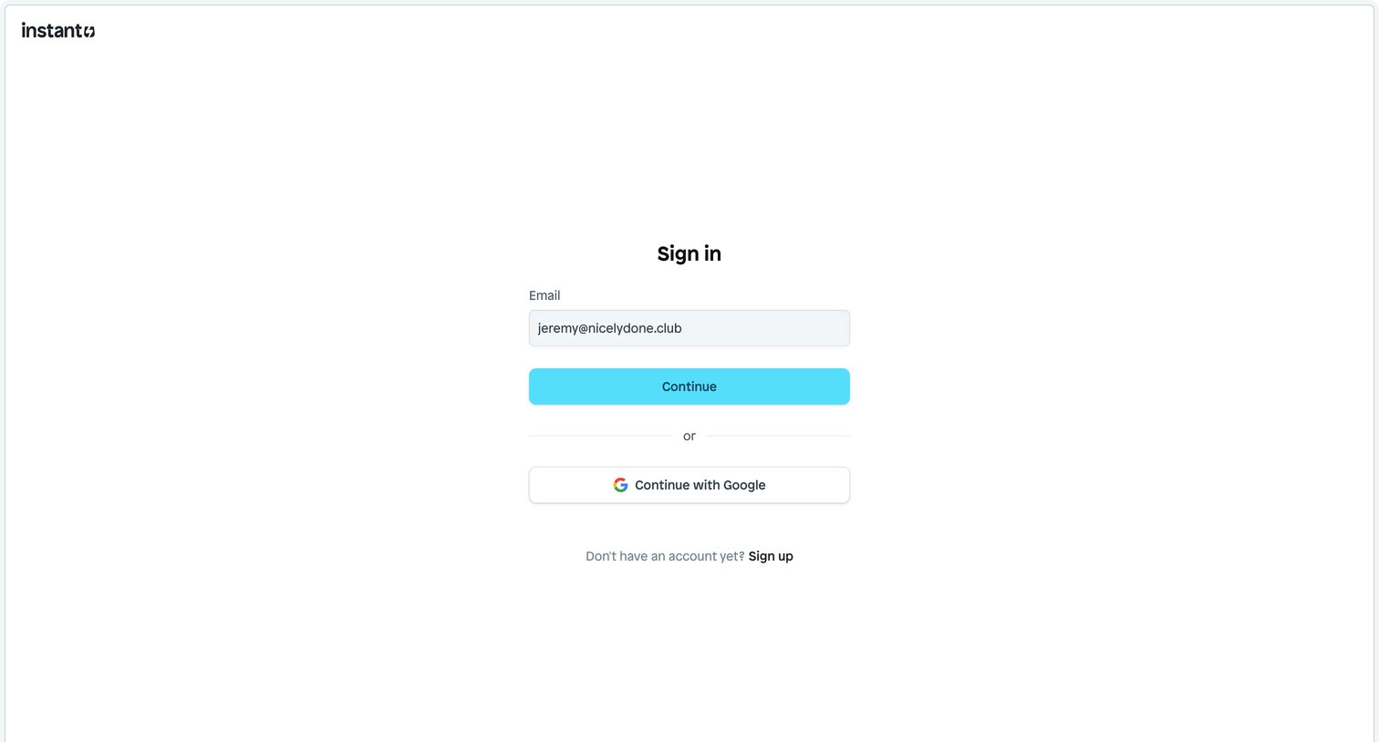 Instant - Sign in | Instant screen