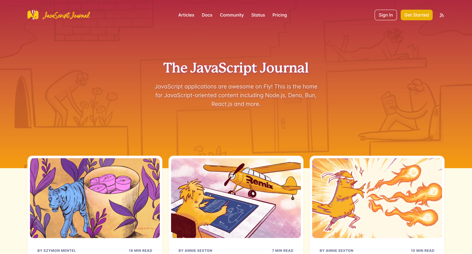 Fly - The JavaScript Journal screen