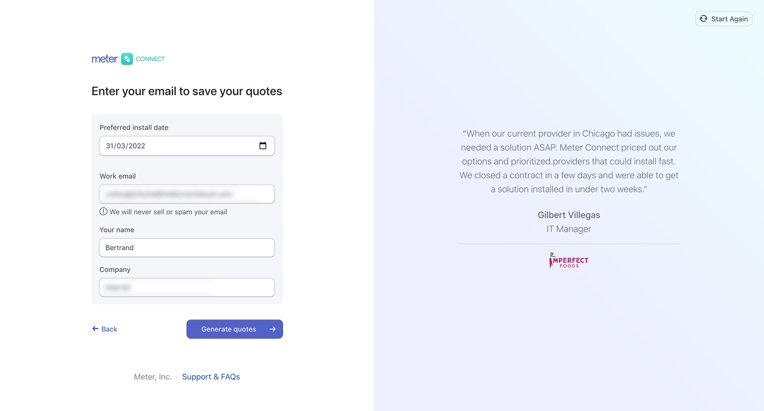 Meter - Meter Connect screen