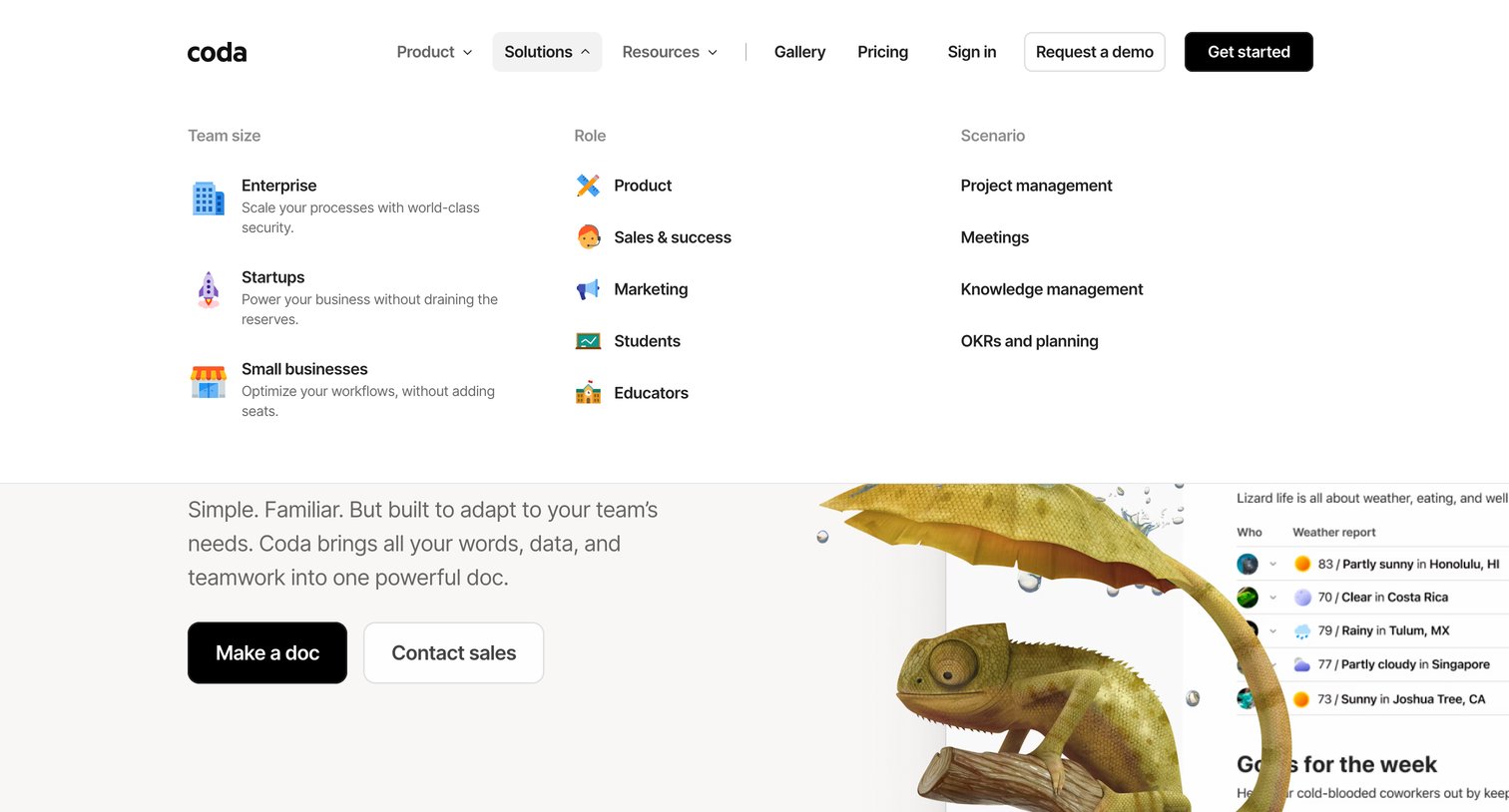 Coda - The doc for everyone, meet the evolution of docs - Coda screen