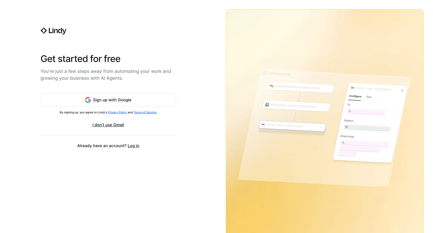 Lindy - Lindy Signup screen