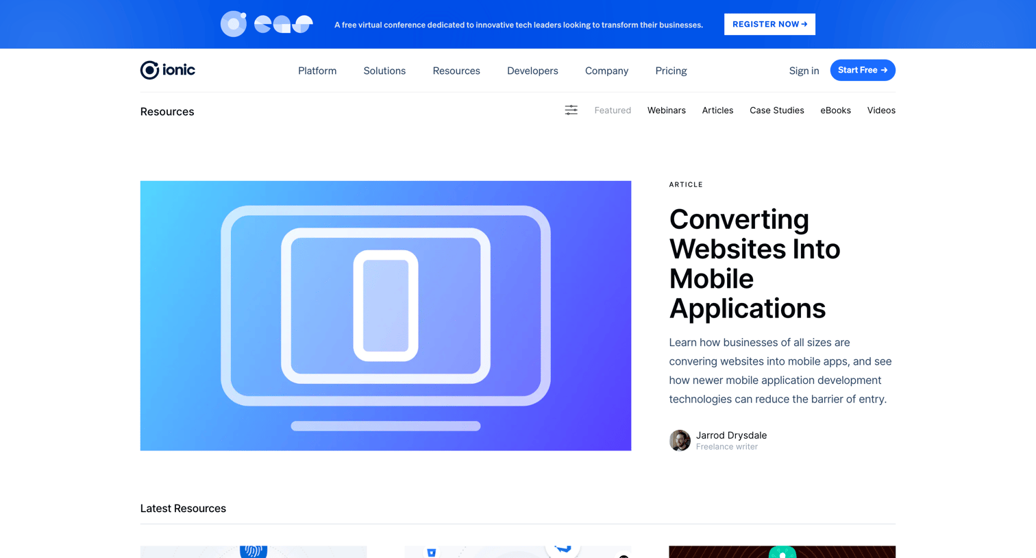 Ionic - Helpful Resources and Guides from Ionic The Leader in Cross-Platf screen