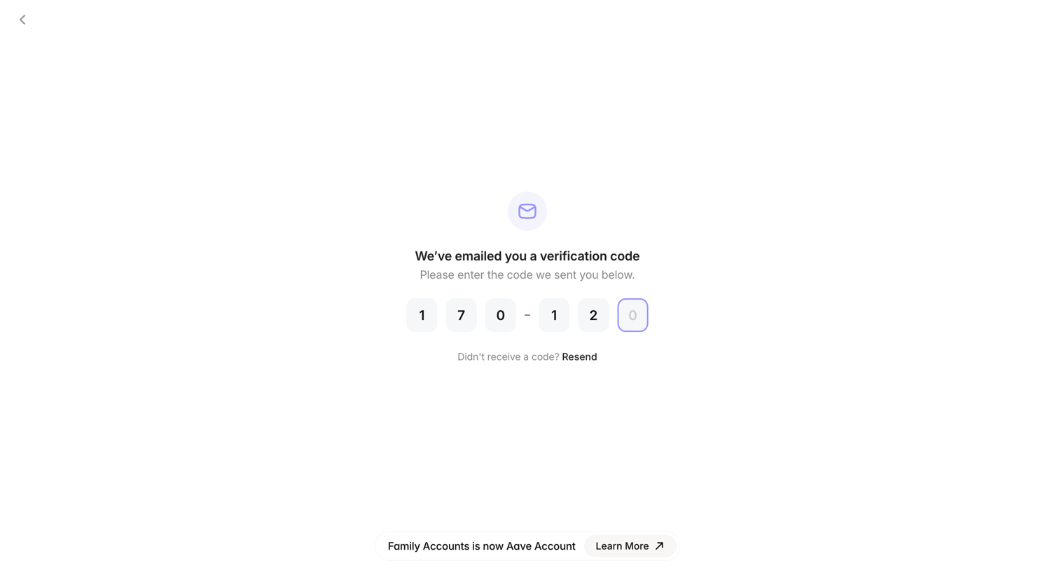 Family - Aave Account screen