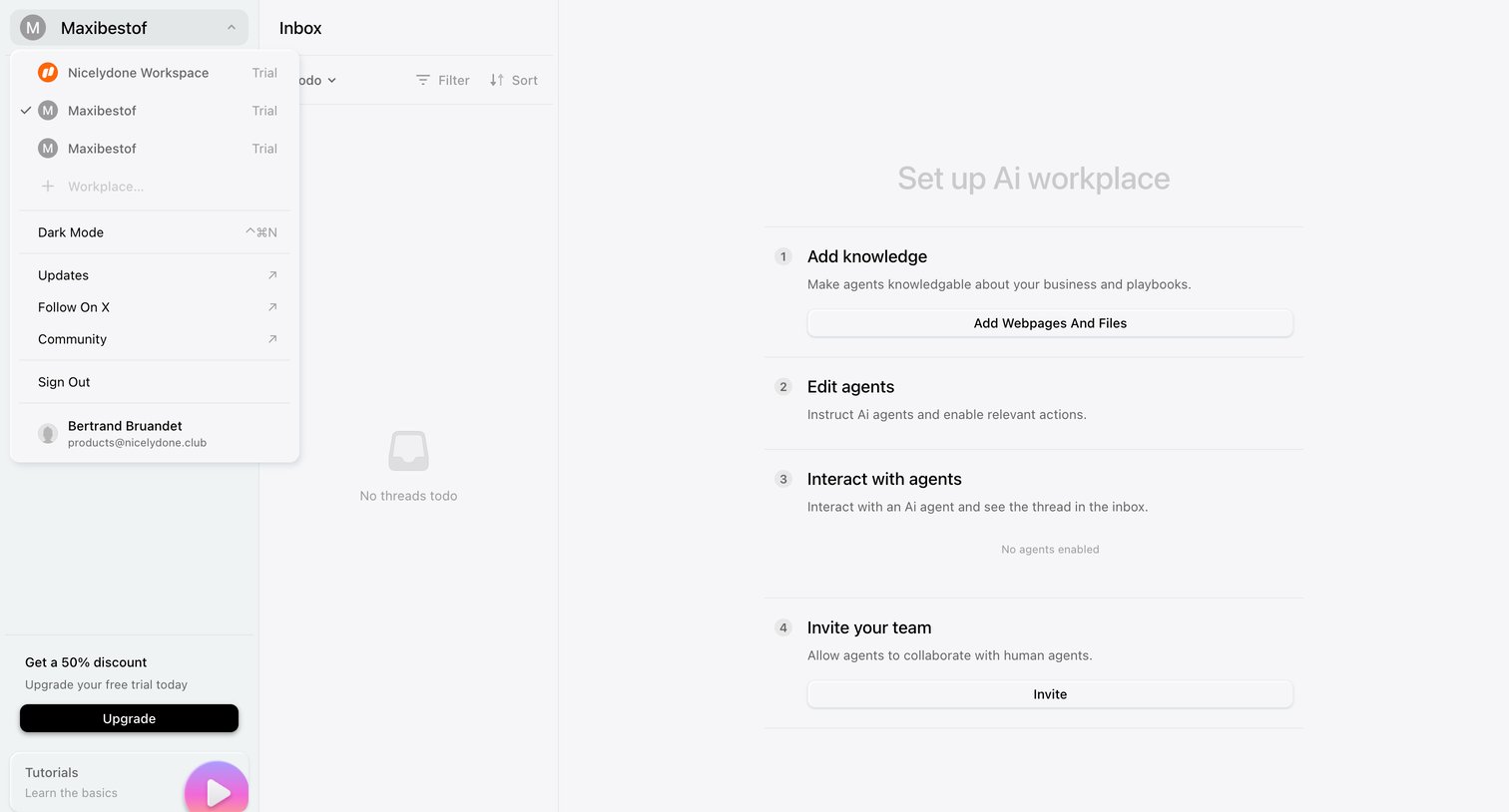 Lemni - Inbox screen