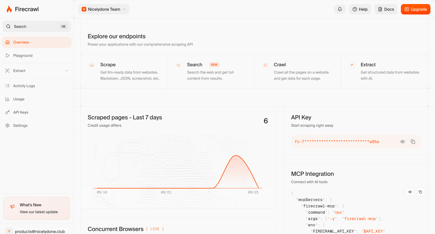 Firecrawl - Dashboard | Firecrawl screen