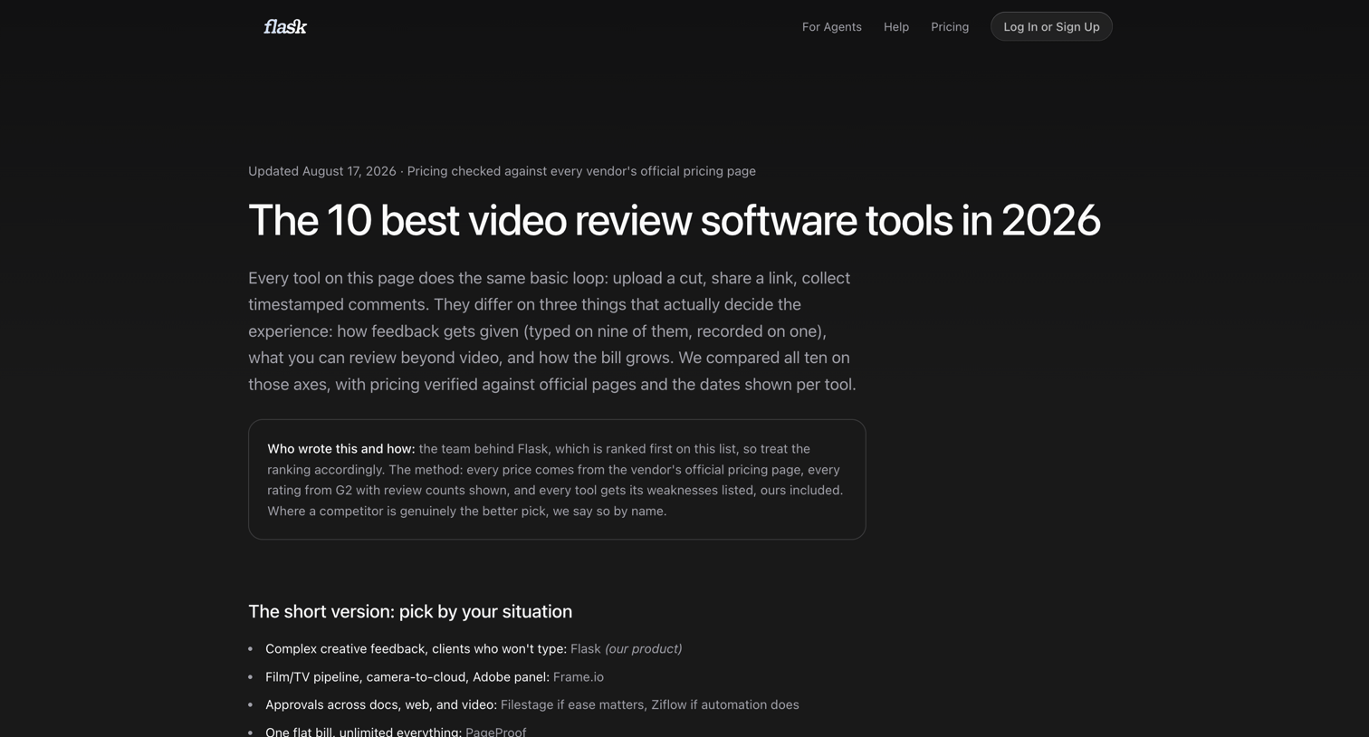 Flask - 10 Best Video Review Software Tools in 2026 (Compared) | Flask screen
