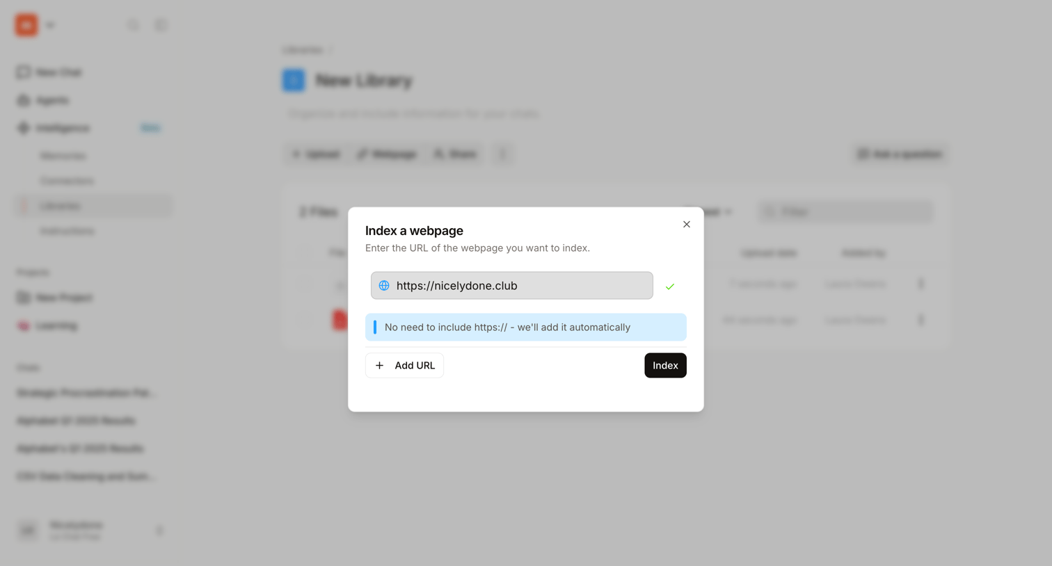 Mistral - New Library screen