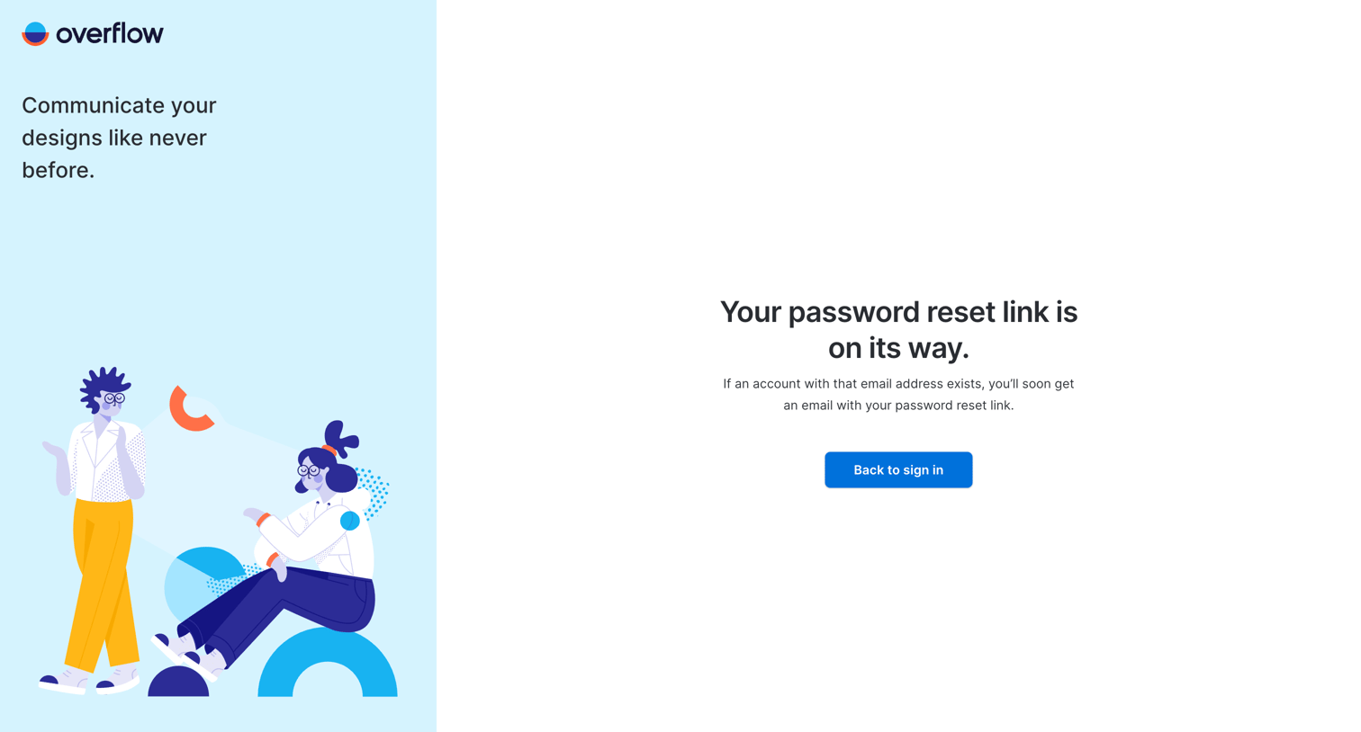 Overflow - Forgot password | Overflow screen