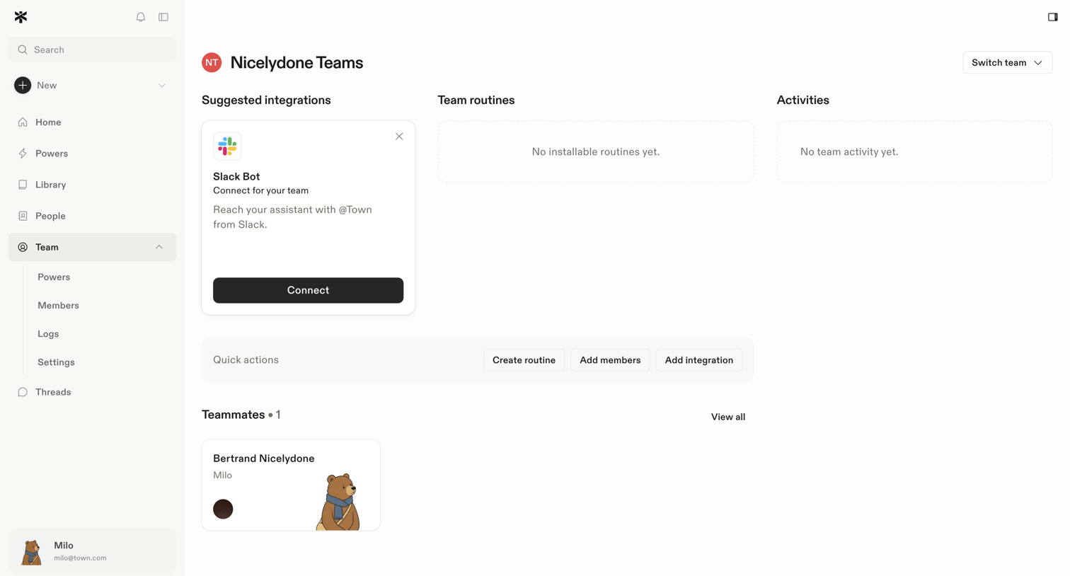 Town - Nicelydone Teams screen