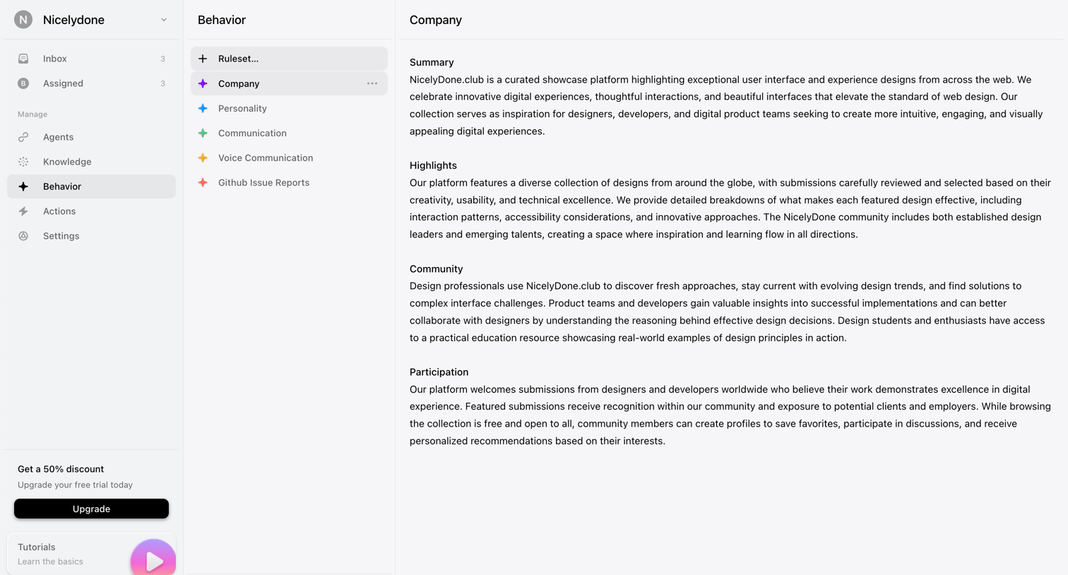 Lemni - Behavior › Company screen