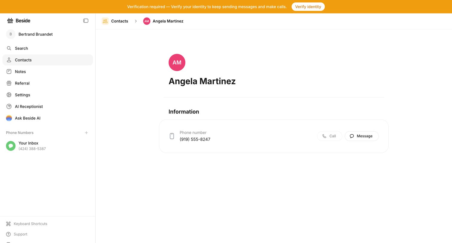 Beside - Angela Martinez - Contacts - Beside screen