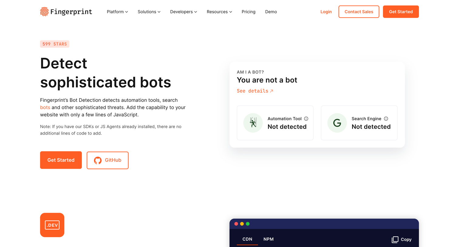 Fingerprint - Open-source JavaScript Bot Detection Library screen