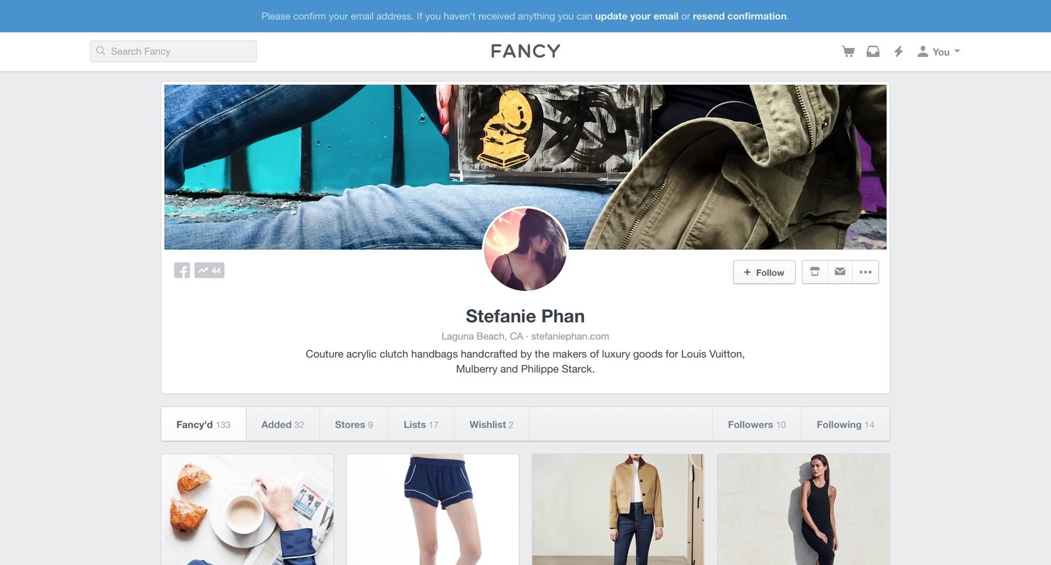 Fancy - Profile screen