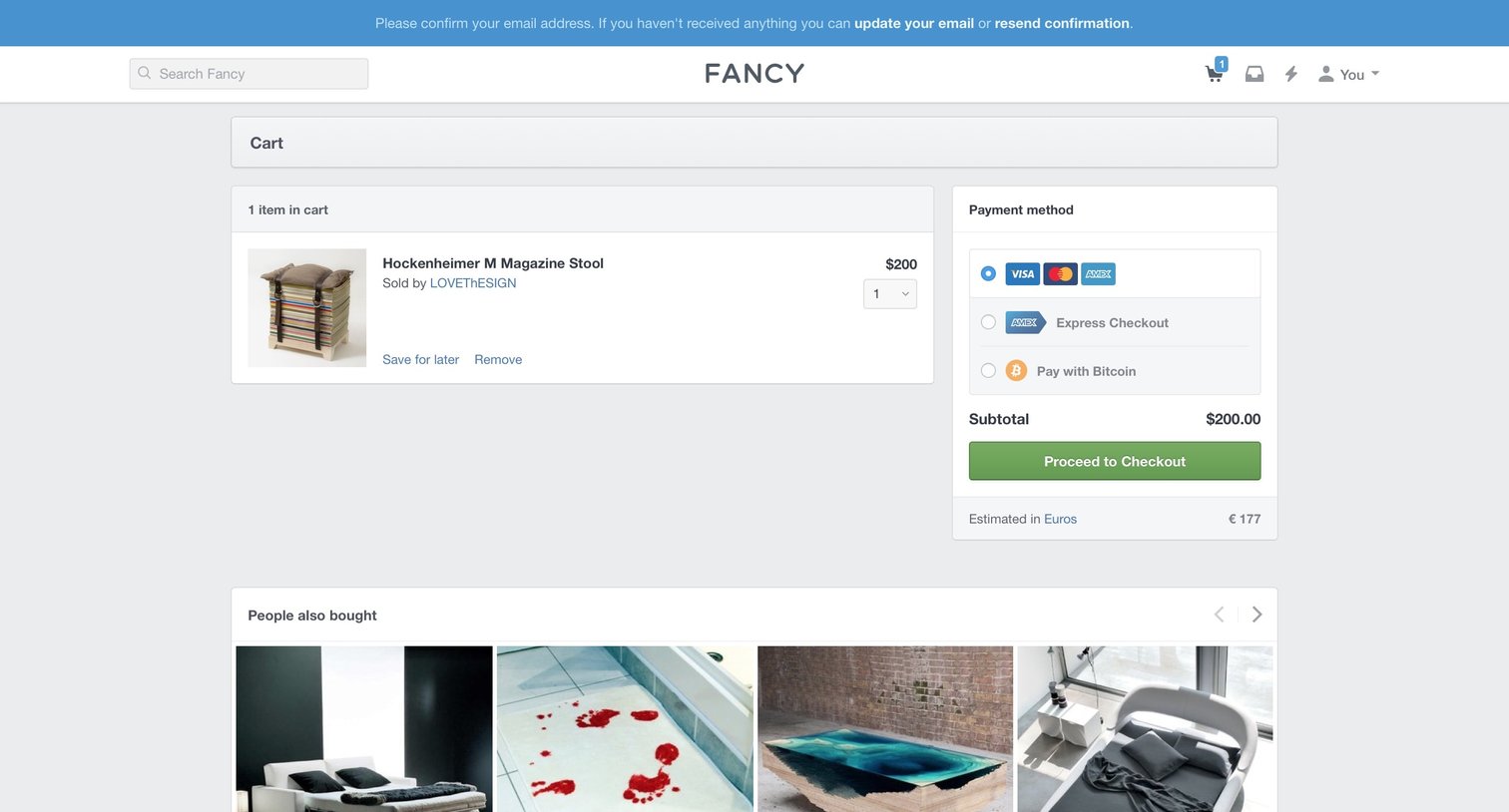 Fancy - Shopping cart screen