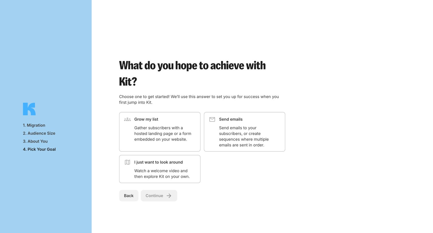 Kit - What do you hope to achieve with Kit - Kit screen