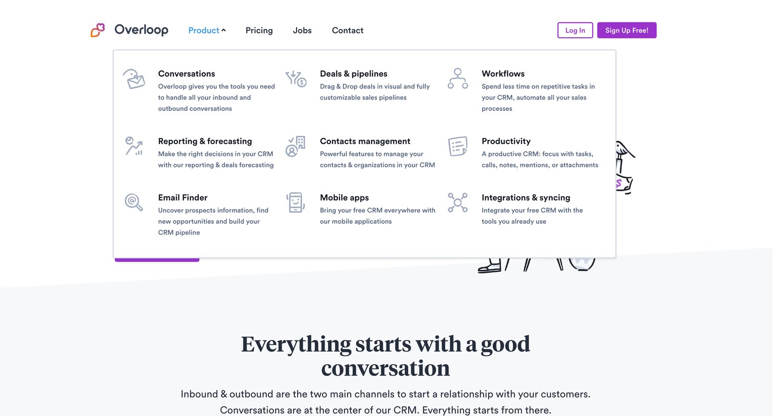 Overloop - CRM Made for Conversations | Overloop CRM screen