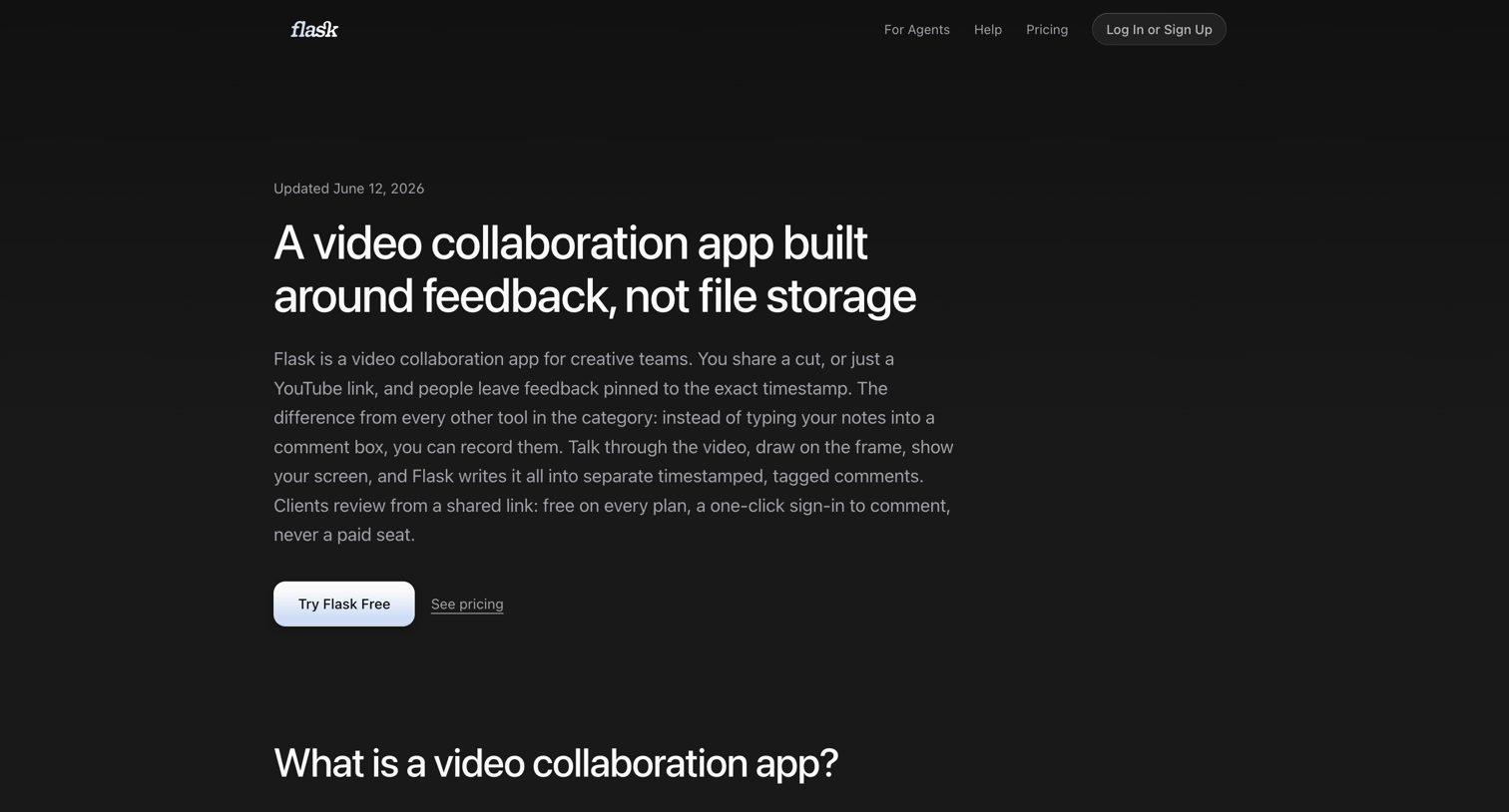 Flask - Video Collaboration App for Creative Teams | Flask screen