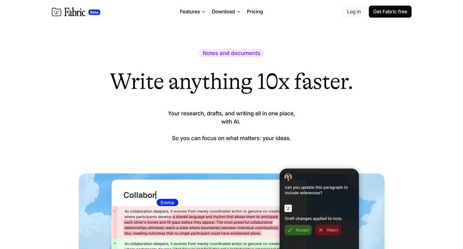 Fabric - Fabric Write anything 10x faster. screen
