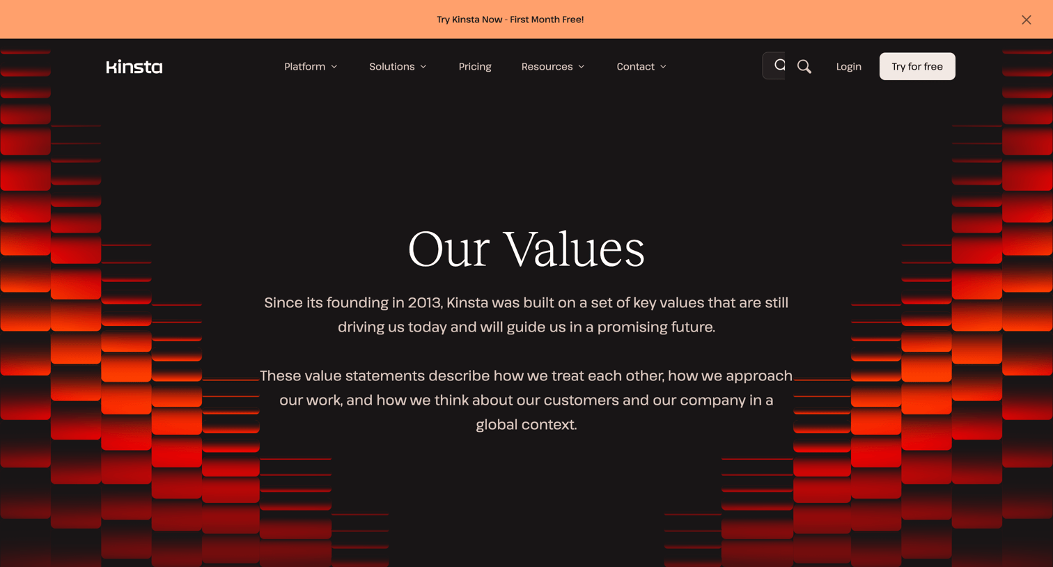 Kinsta - Our Values - Kinsta® screen