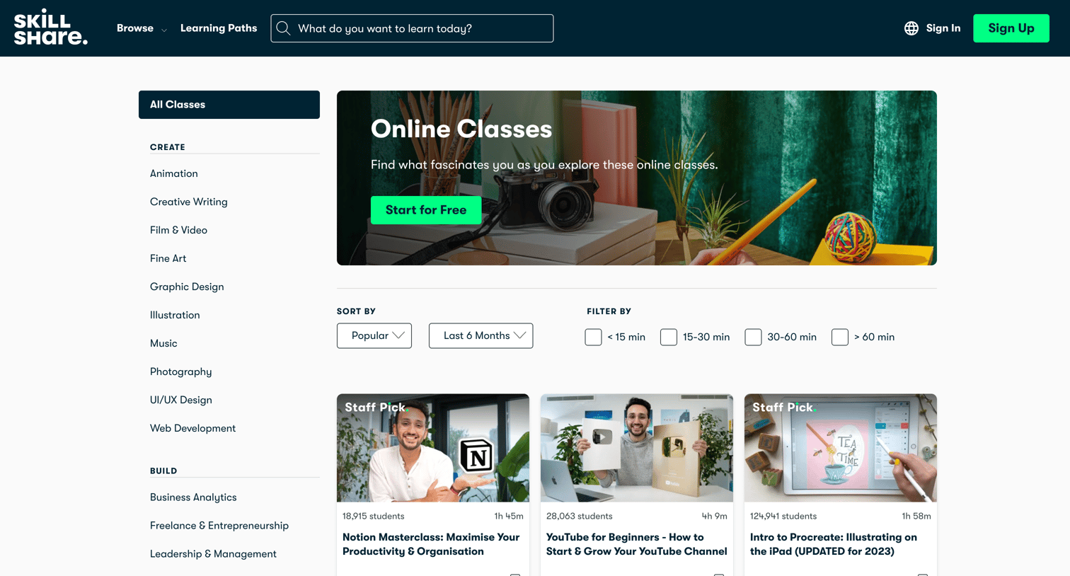 Skillshare - Online Classes for Creatives | Skillshare screen
