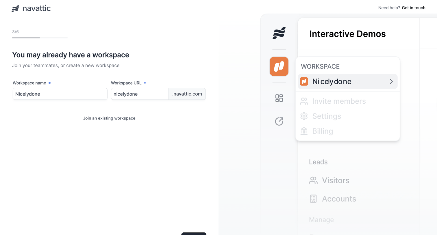 Navattic - Onboarding screen