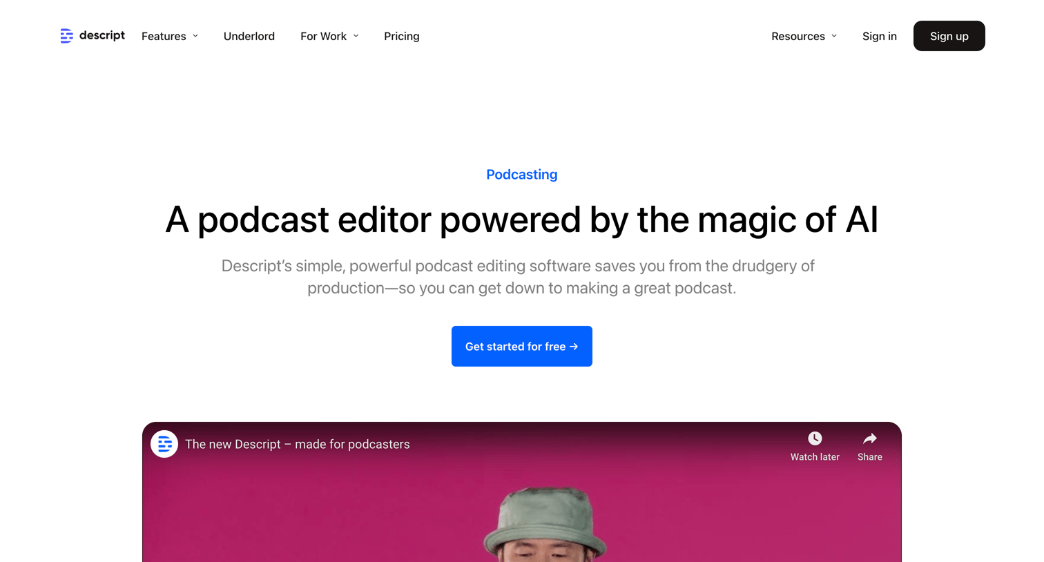 Descript - AI-Powered Podcast | Audio Editor Descript screen