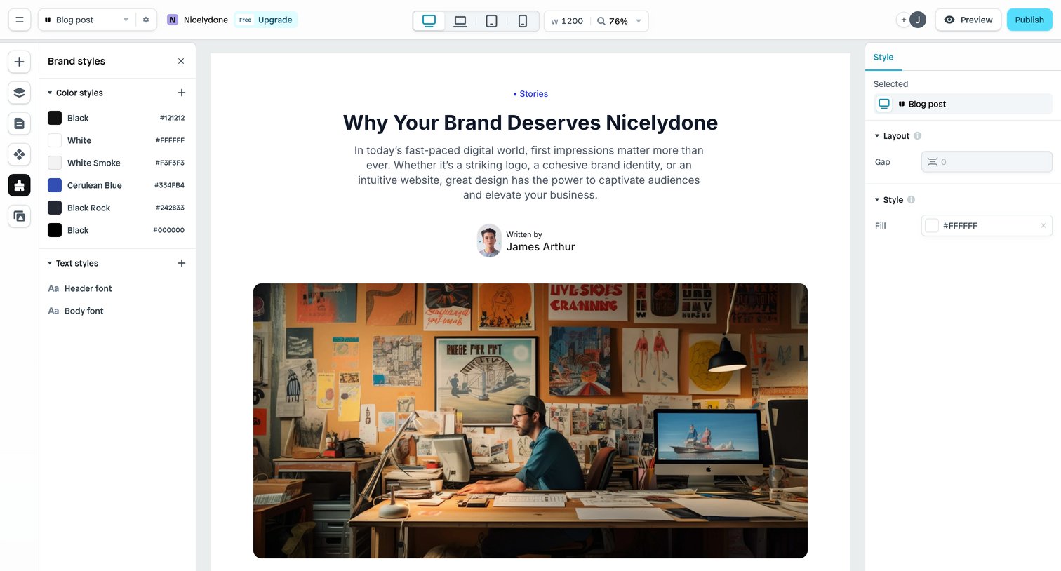 Instant - Blog post | Nicelydone screen