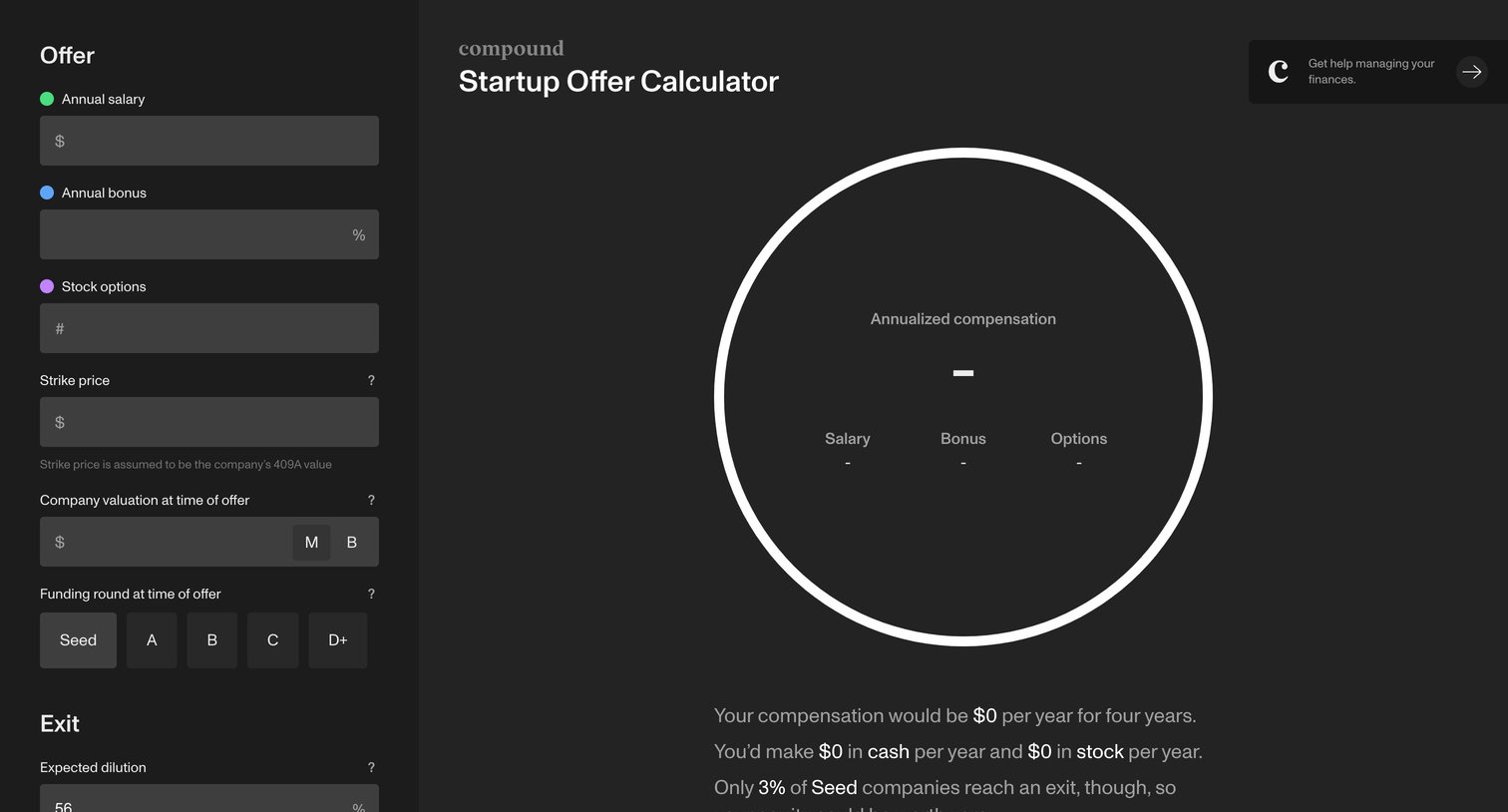 Compound - Compound | Offer Calculator screen